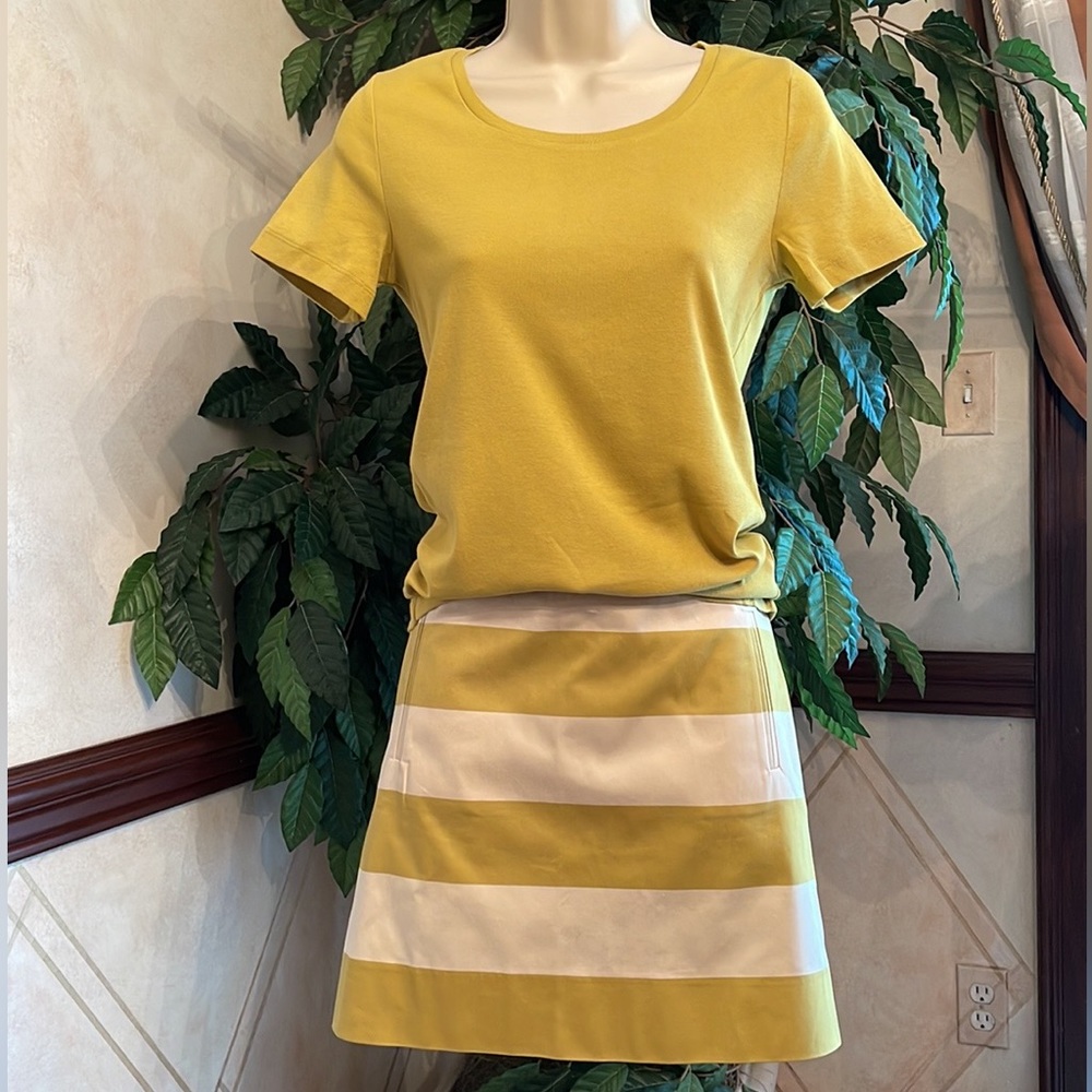 J CREW FACTORY CHARTREUSE SKIRT & TEE